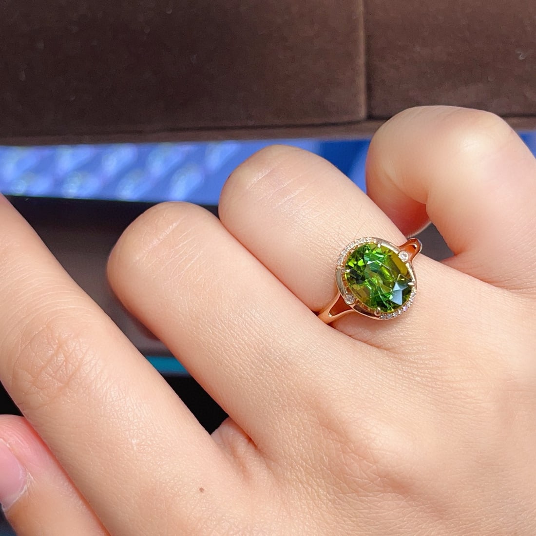 14k Gold 3 Ct Natural Tourmaline & Diamond Ring - 4