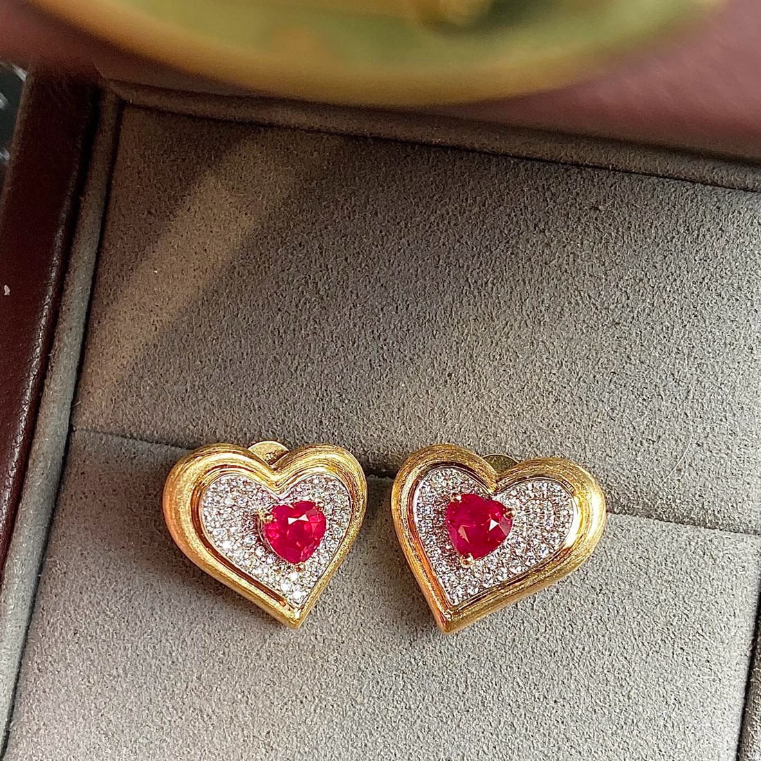 14k Gold 1.40 Ctw Natural Ruby & Diamond Earrings - 2