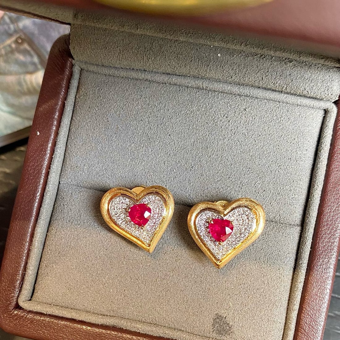 14k Gold 1.40 Ctw Natural Ruby & Diamond Earrings - 5