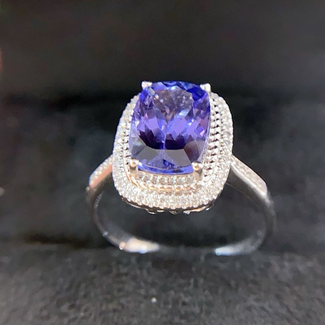 14k Gold 2.67 Ctw Natural Tanzanite & Diamond Ring - 5