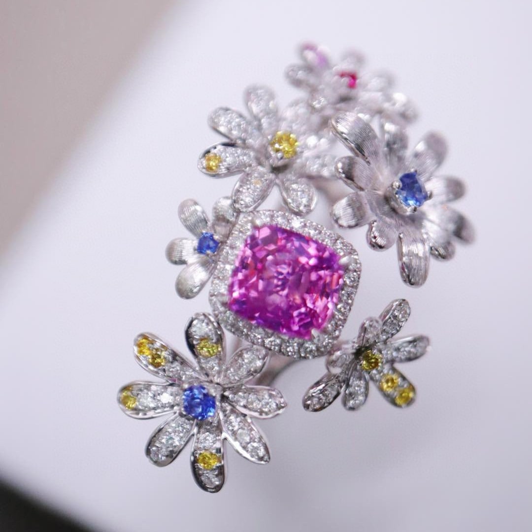 14k Gold 1.41 Ctw Natural Sapphire & Diamond Ring - 2