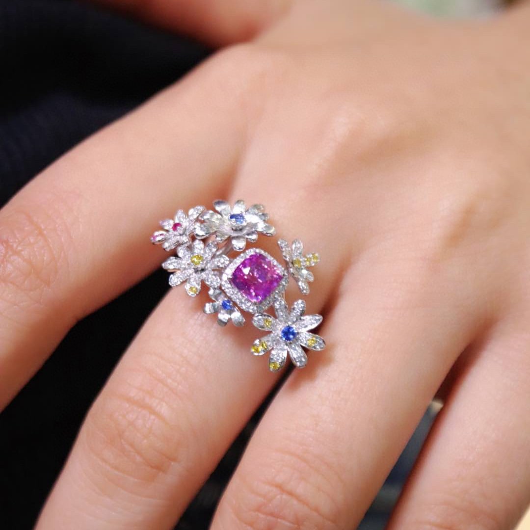 14k Gold 1.41 Ctw Natural Sapphire & Diamond Ring - 3