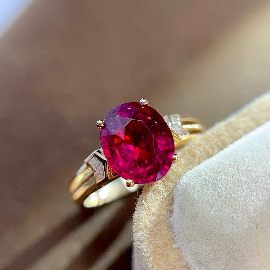14k Gold 1.95 Ct Natural Tourmaline & Diamond Ring - 4