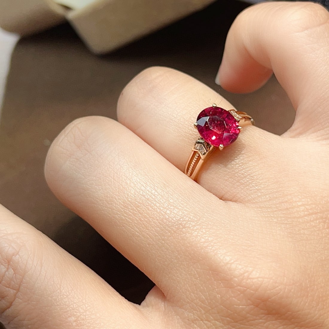 14k Gold 1.95 Ct Natural Tourmaline & Diamond Ring - 7