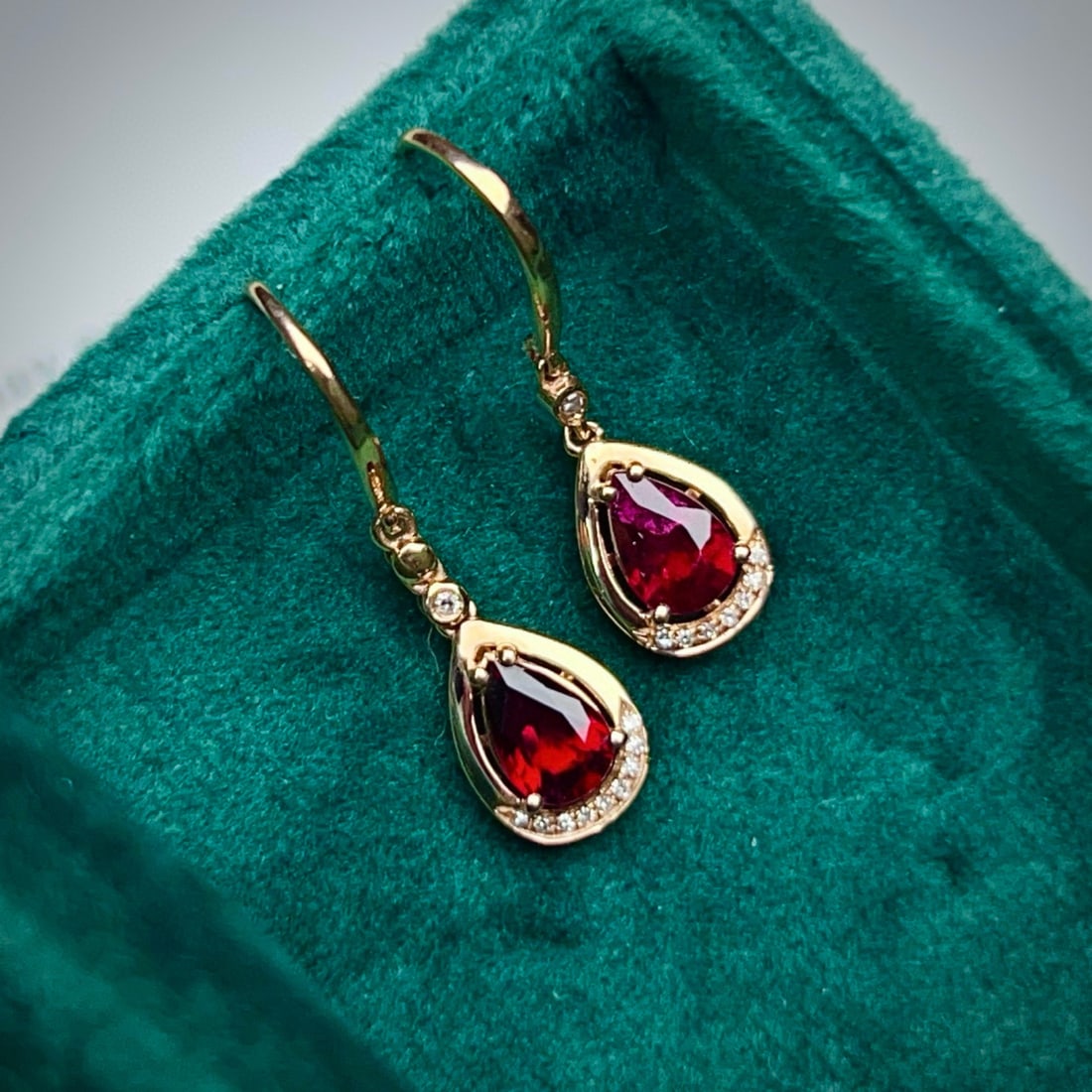 14k Gold 1.09 Ctw Natural Tourmaline & Diamond Earrings - 2