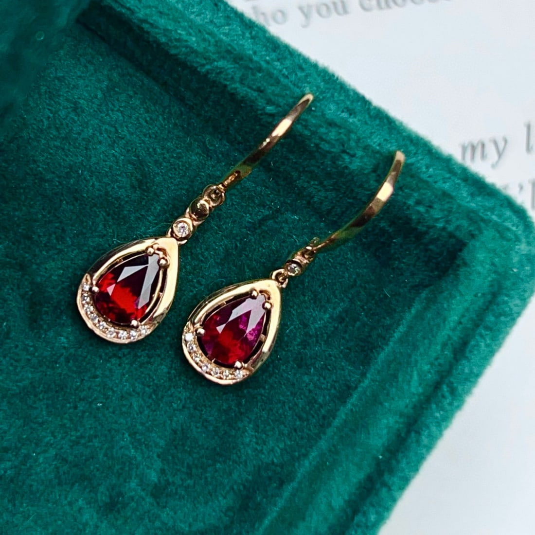14k Gold 1.09 Ctw Natural Tourmaline & Diamond Earrings - 3