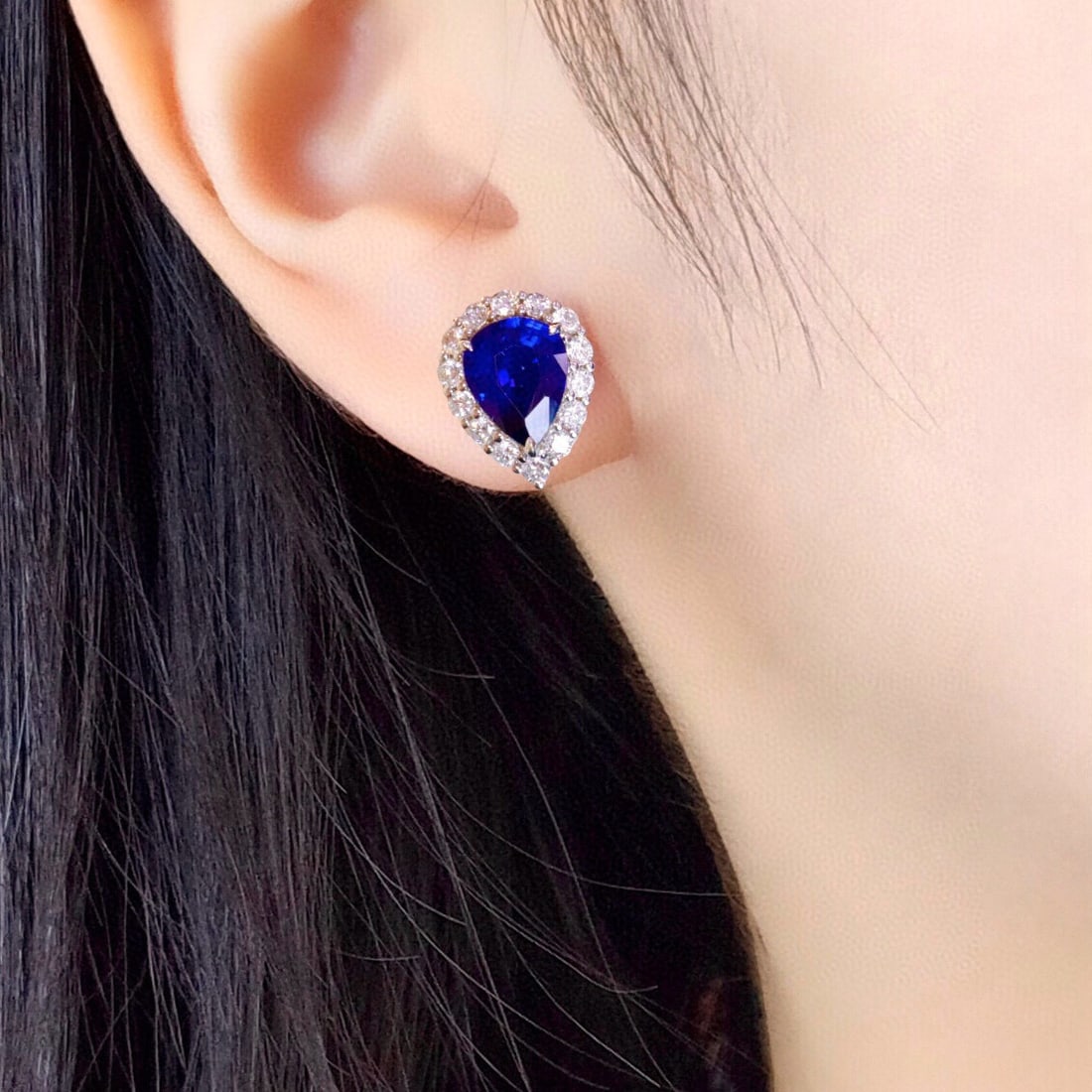 14k Gold 2.91 Ctw Natural Sapphire & Diamond Earrings - 4