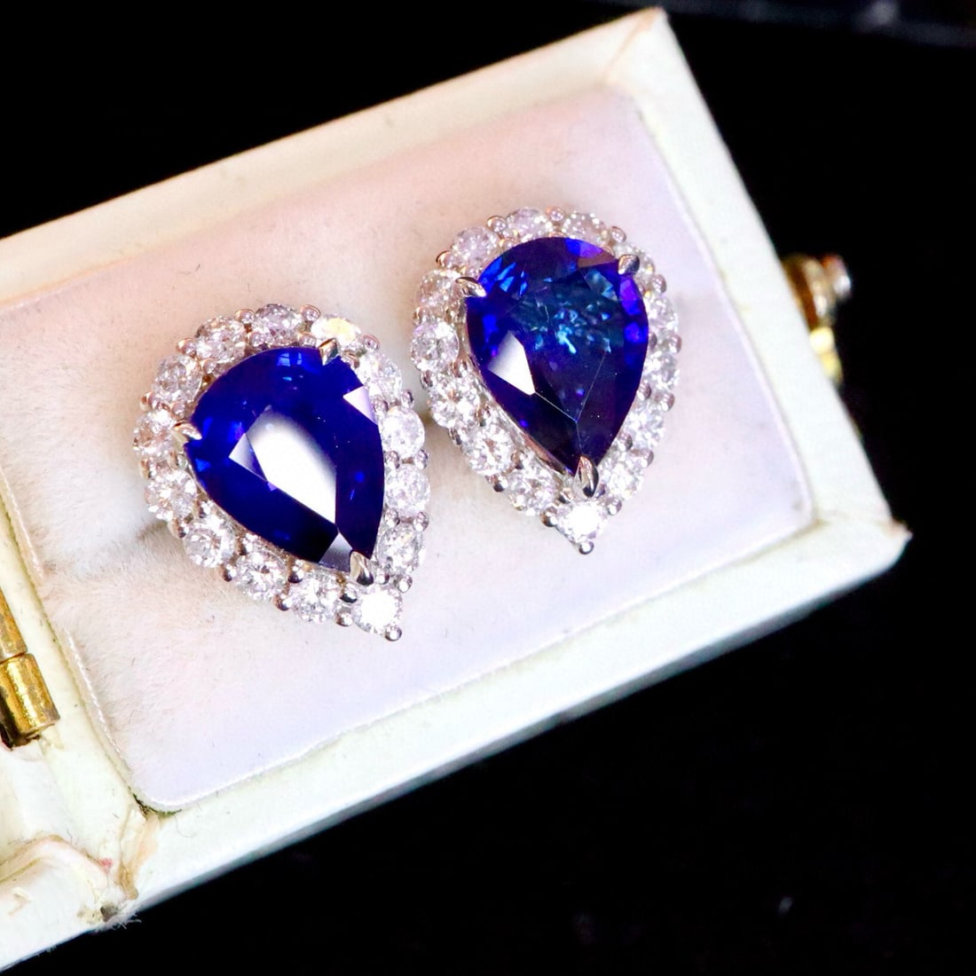 14k Gold 2.91 Ctw Natural Sapphire & Diamond Earrings - 5