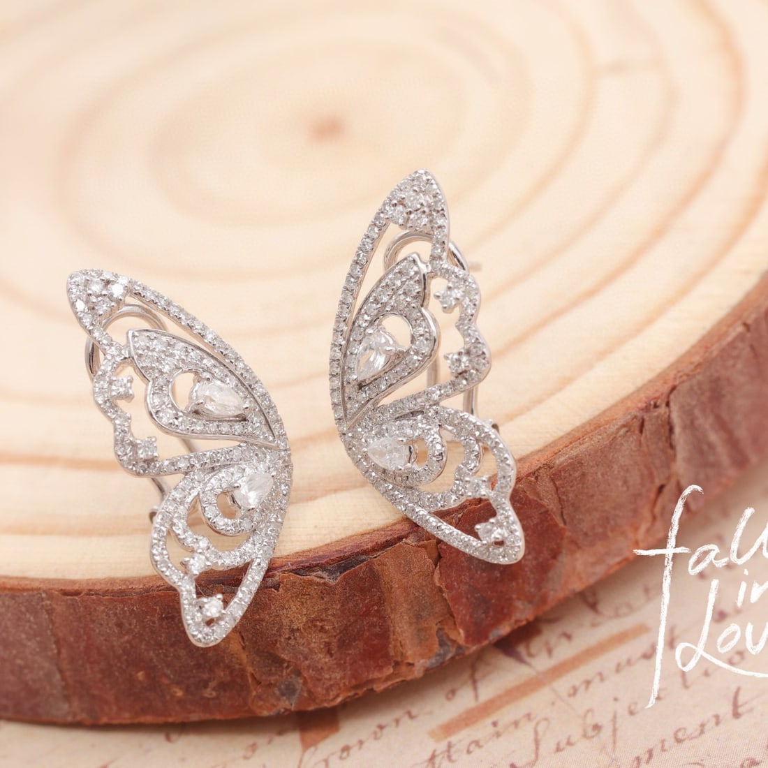 14k Gold 0.86 Ct Natural H Diamond & Butterfly Earrings - 7