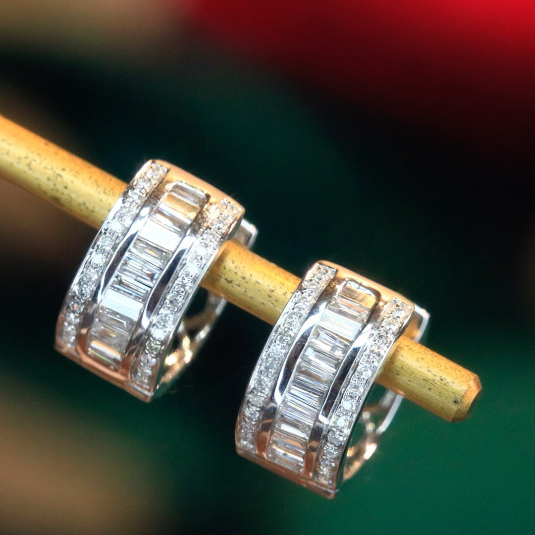14k Gold 0.56 Ct Natural H Diamond Earrings - 6