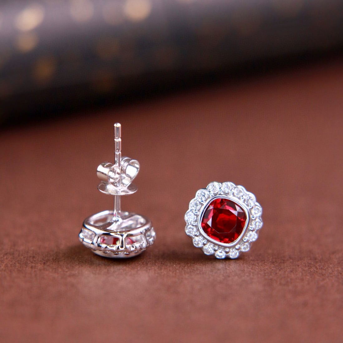 14k Gold 1.29 Ctw Natural Ruby & Diamond Earrings - 2