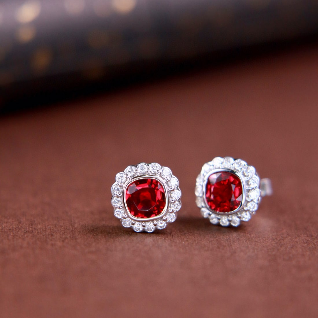 14k Gold 1.29 Ctw Natural Ruby & Diamond Earrings - 3