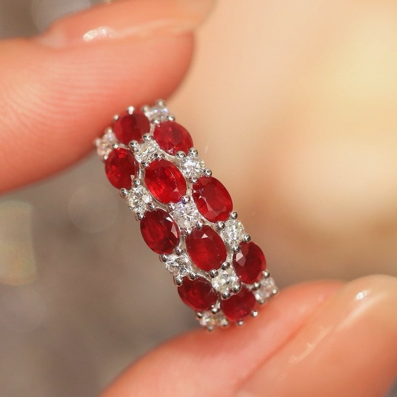 14k Gold 2.39 Ctw Natural Ruby & Diamond Ring - 5