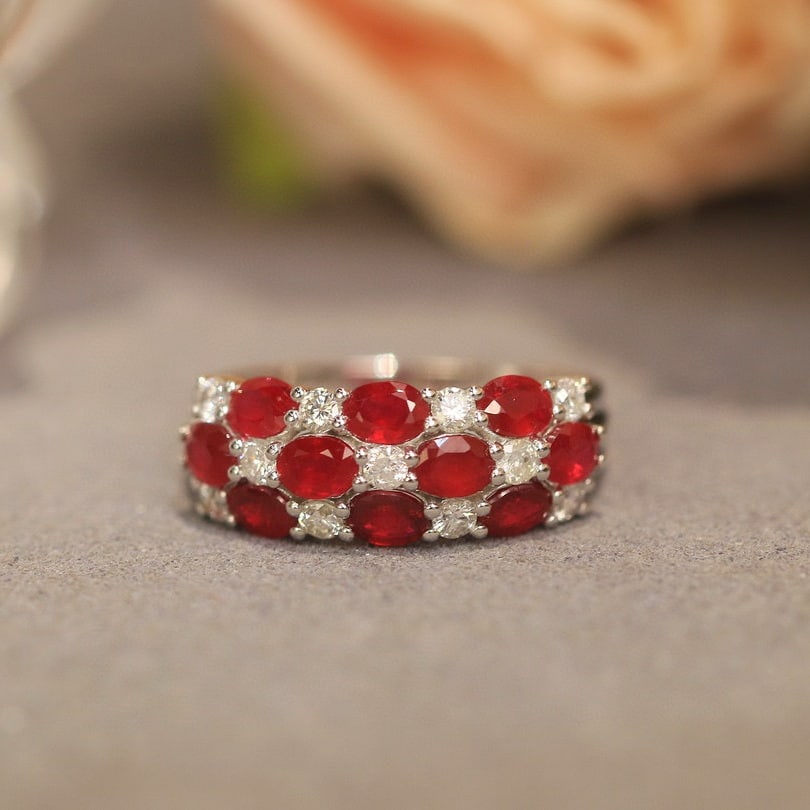 14k Gold 2.39 Ctw Natural Ruby & Diamond Ring - 7