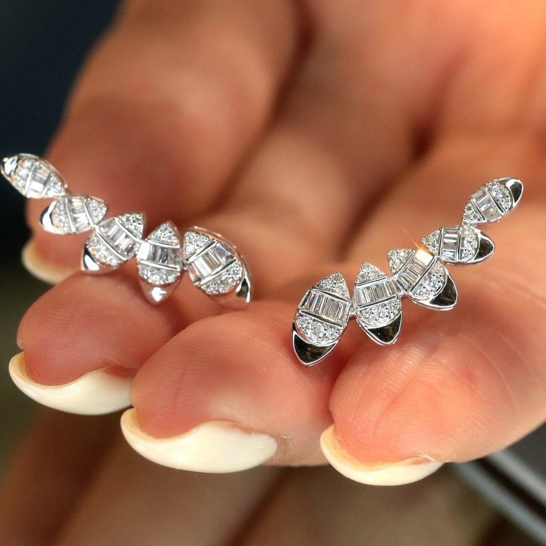 14k Gold 0.44 Ct Natural H Diamond Earrings - 6