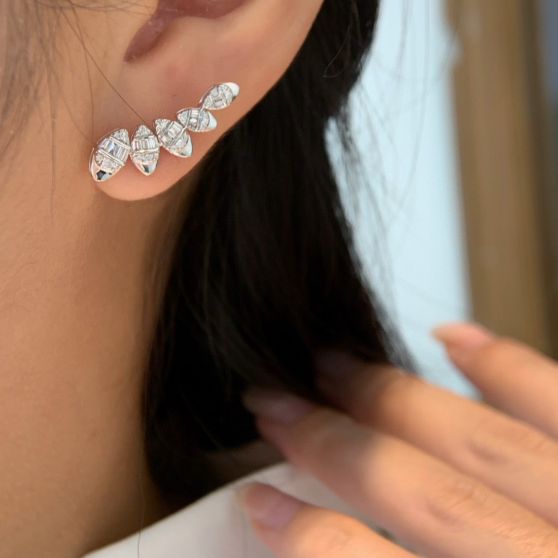 14k Gold 0.44 Ct Natural H Diamond Earrings - 7
