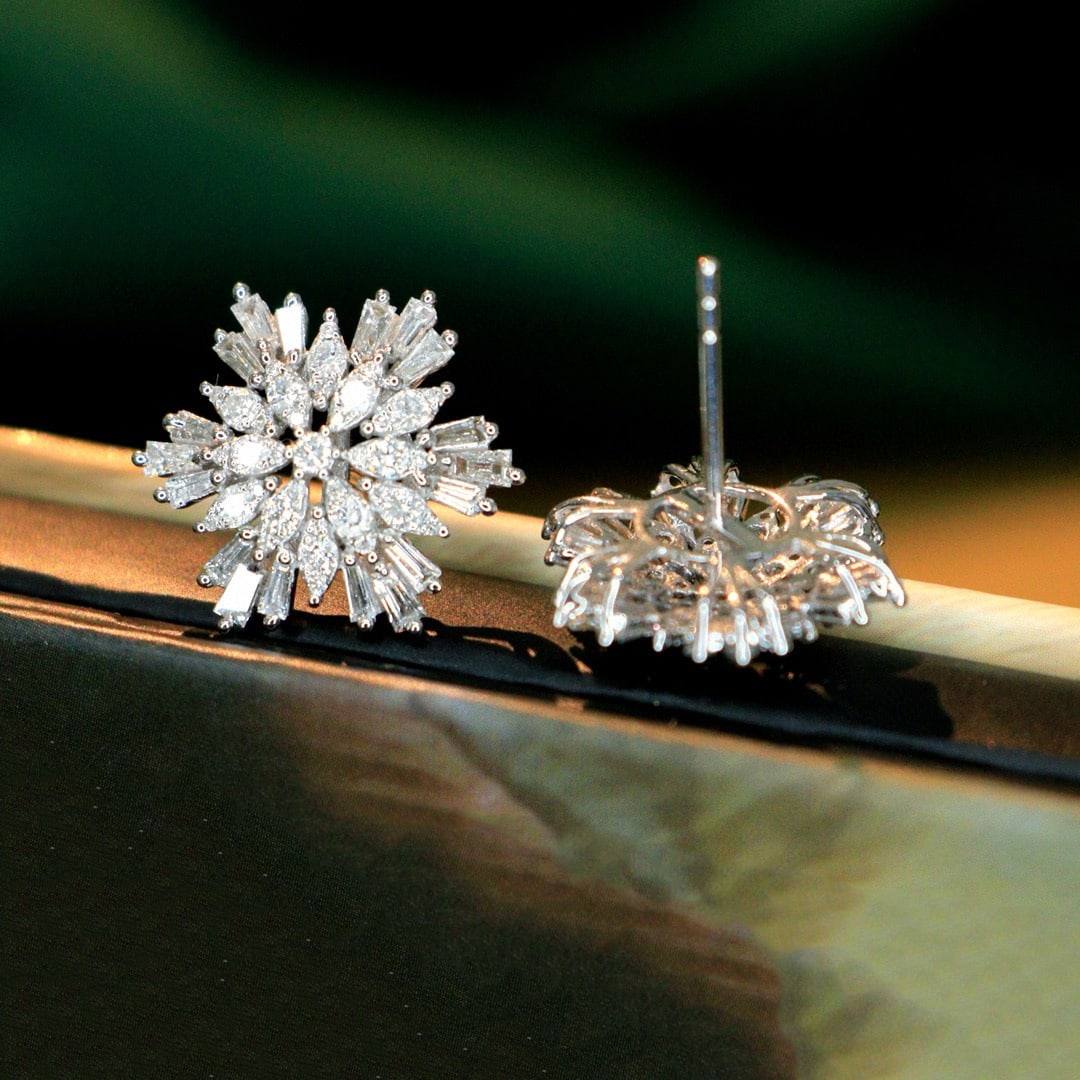14k Gold 1.3 Ct Natural H Diamond Earrings - 2