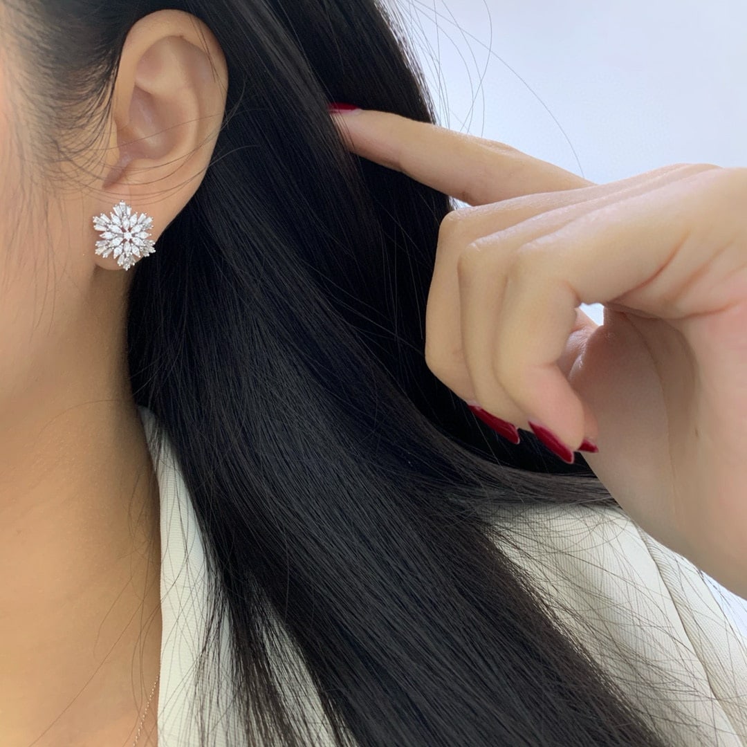14k Gold 1.3 Ct Natural H Diamond Earrings - 4