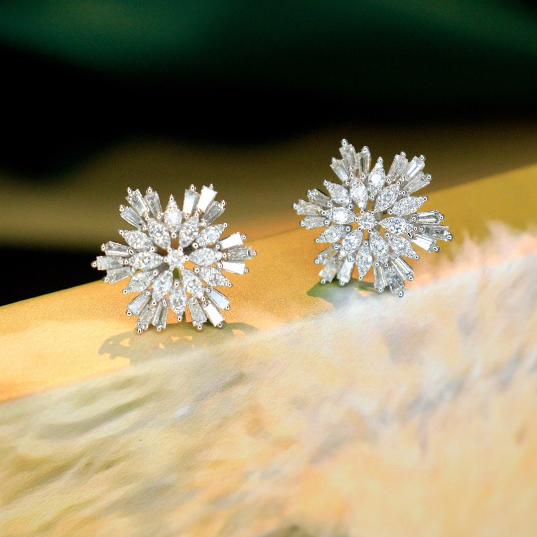 14k Gold 1.3 Ct Natural H Diamond Earrings - 5