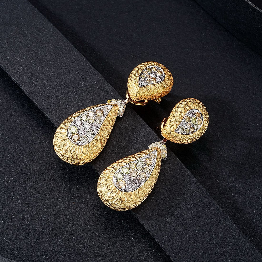 14k Gold 1.52 Ct Natural Color Diamond Earrings - 2