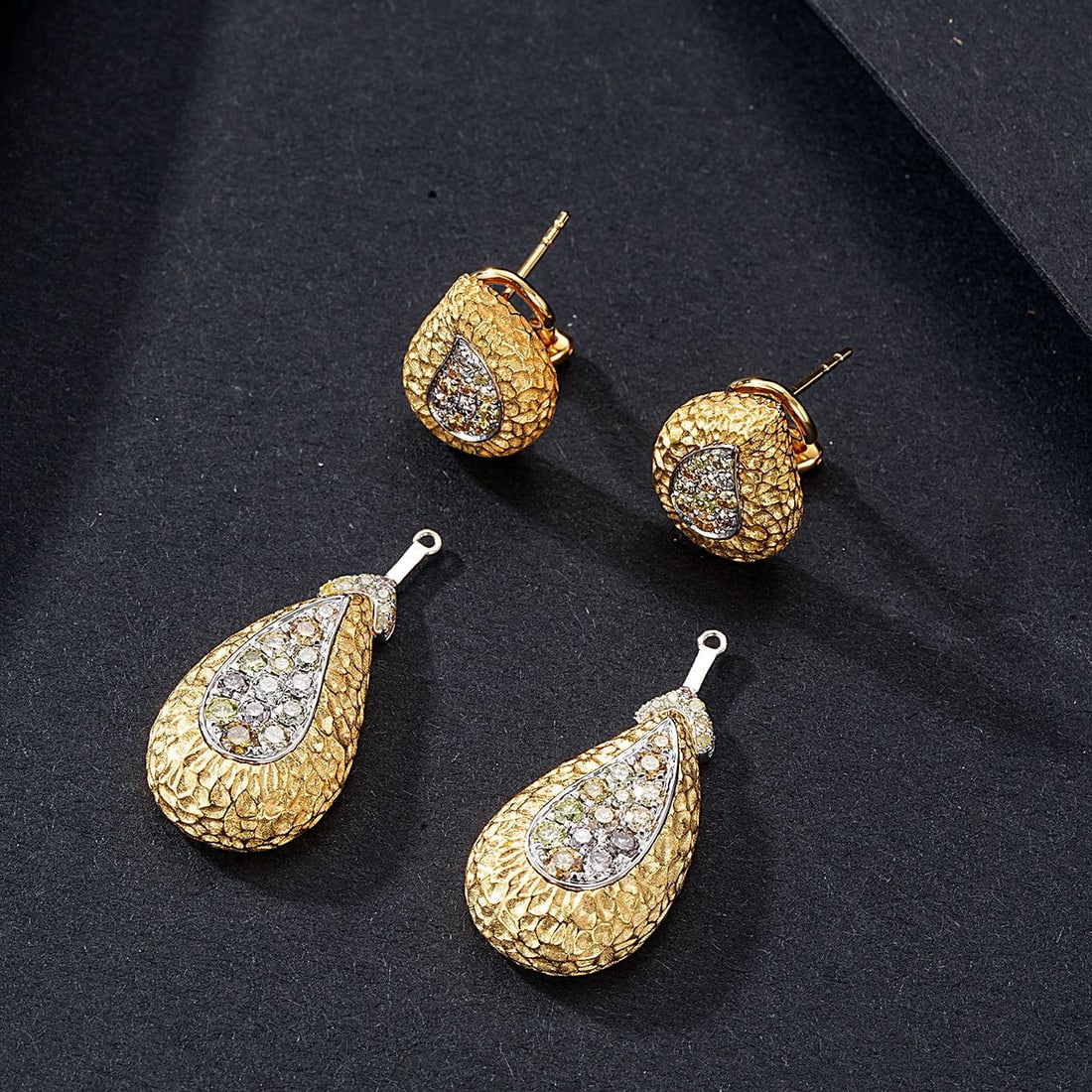 14k Gold 1.52 Ct Natural Color Diamond Earrings - 3