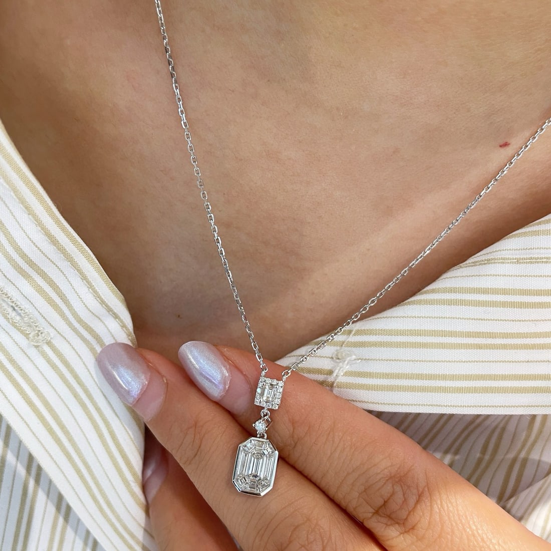 14k Gold 0.66 Ct Natural H Diamond Necklace - 9