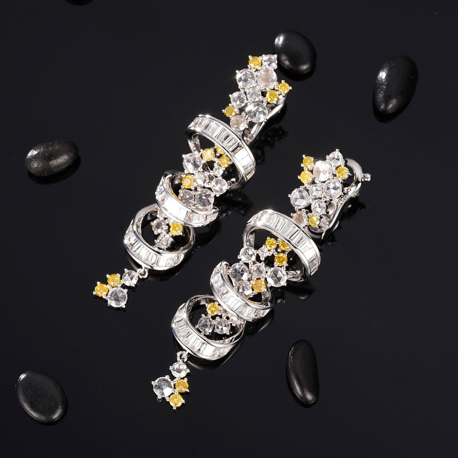 14k Gold 2.63 Ct Natural Color Diamond Earrings - 4