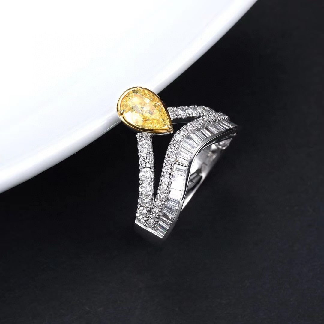 14k Gold 1.83 Ctw Natural Yellow Diamond & Diamond Ring - 2