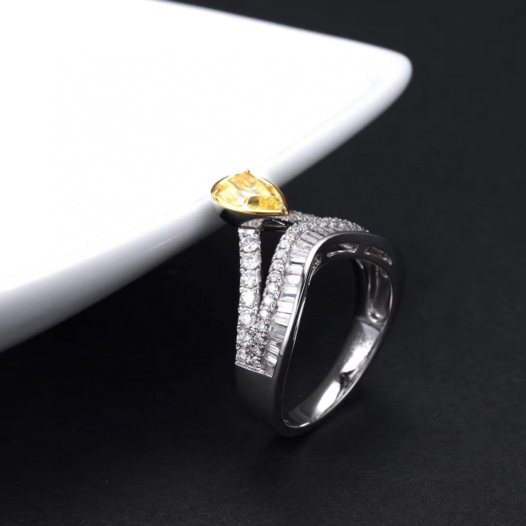14k Gold 1.83 Ctw Natural Yellow Diamond & Diamond Ring - 3