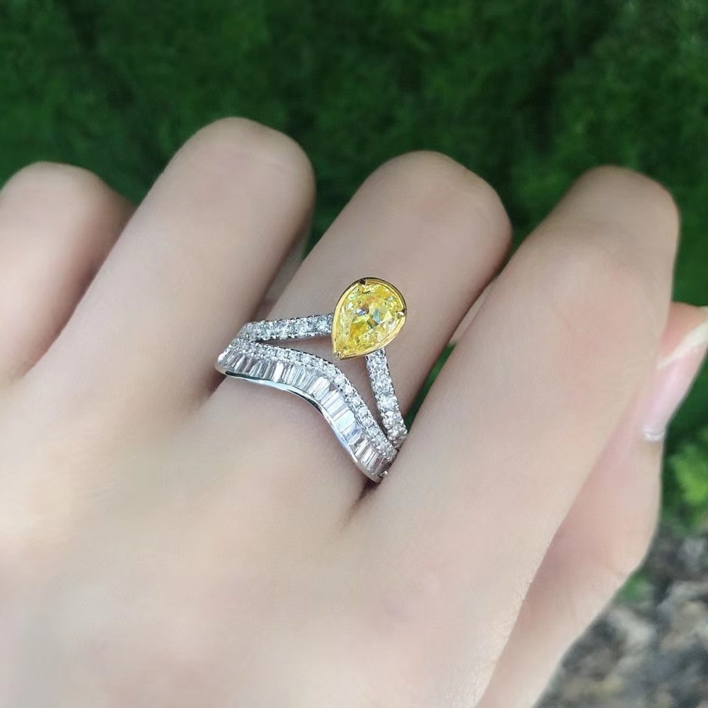 14k Gold 1.83 Ctw Natural Yellow Diamond & Diamond Ring - 4