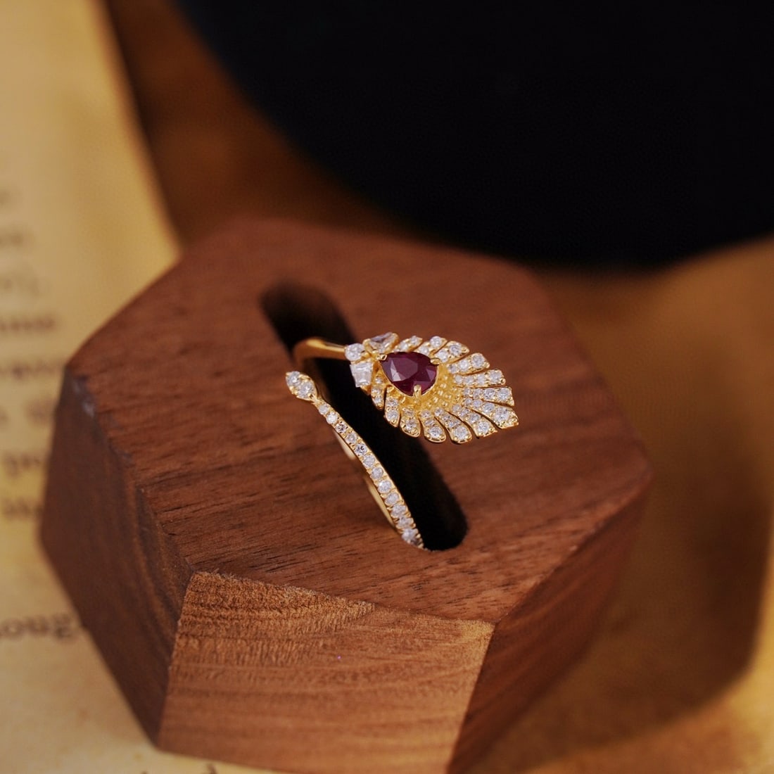 14k Gold 0.7 Ct Natural Ruby & Diamond Ring - 6