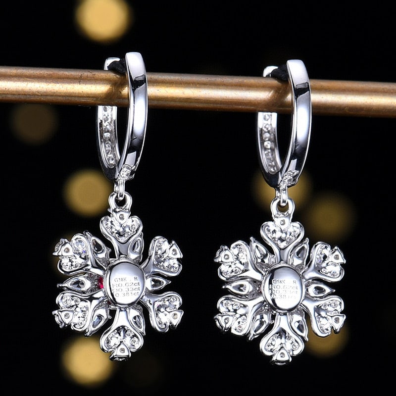14k Gold 0.95 Ctw Natural Ruby & Diamond Earrings - 5