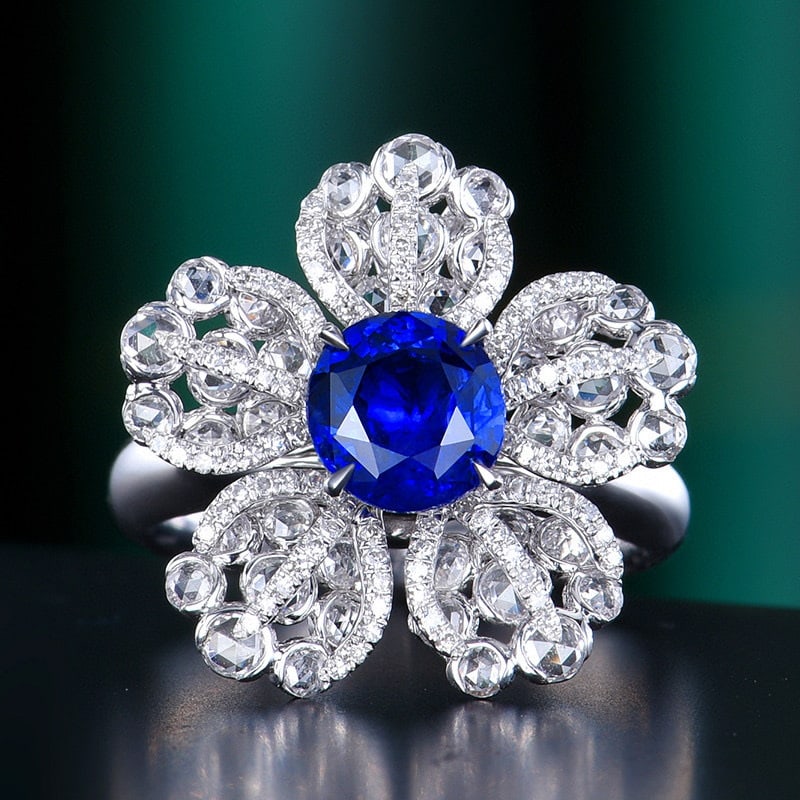 14k Gold 2.15 Ctw Natural Sapphire & Diamond Ring/pendant( Without Chain ): Ref:230986018 // gold content:14k gold // ring size:7. 25us // // main gemstone:sapphire // shape:round // carat weight:1. 9ct // color:royal blue // treatment:natural // cut grade:g // // adjacent