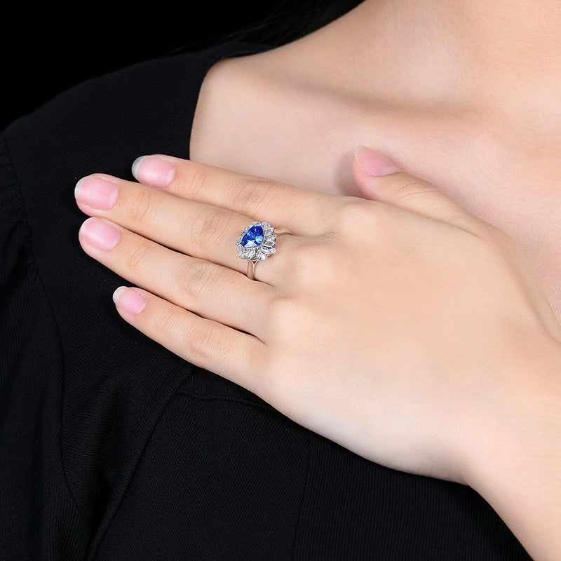 14k Gold 2.23 Ctw Natural Sapphire & Diamond Ring/pendant( Without Chain ) - 4
