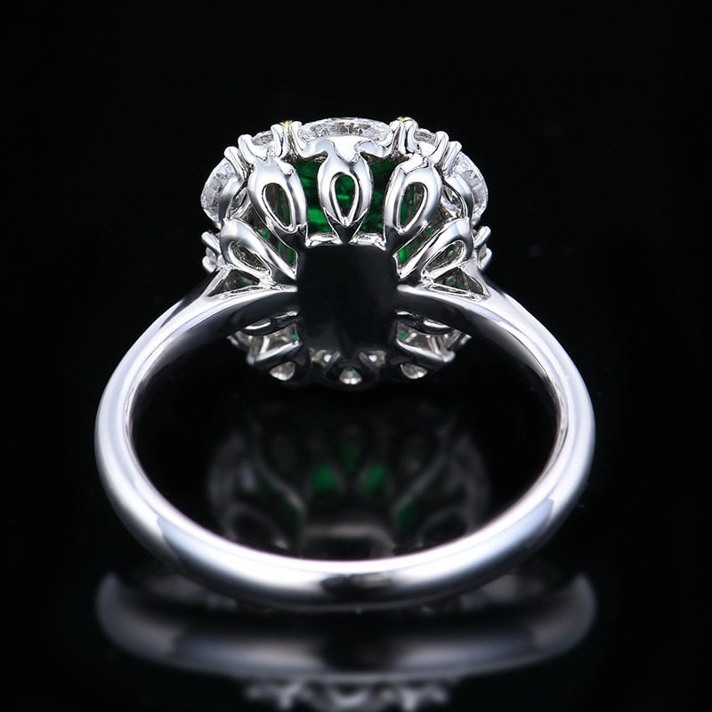 14k Gold 1.90 Ctw Vivid Green Natural Emerald & Diamond Ring - 2