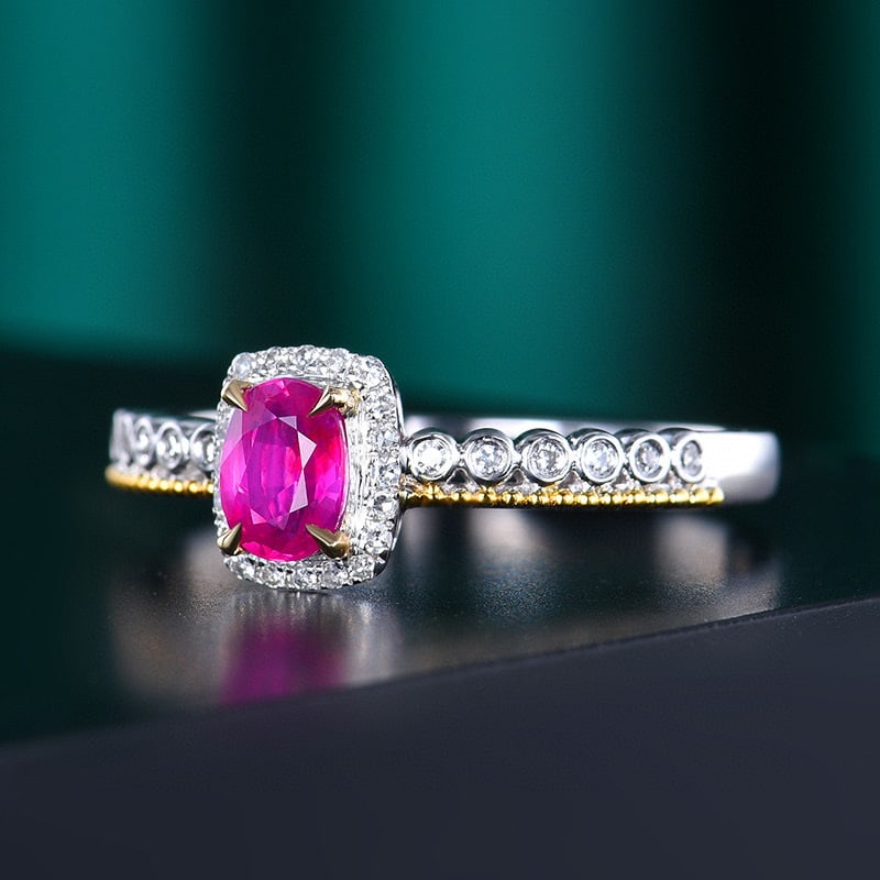14k Gold 0.59 Ctw Natural Ruby & Diamond Ring - 2