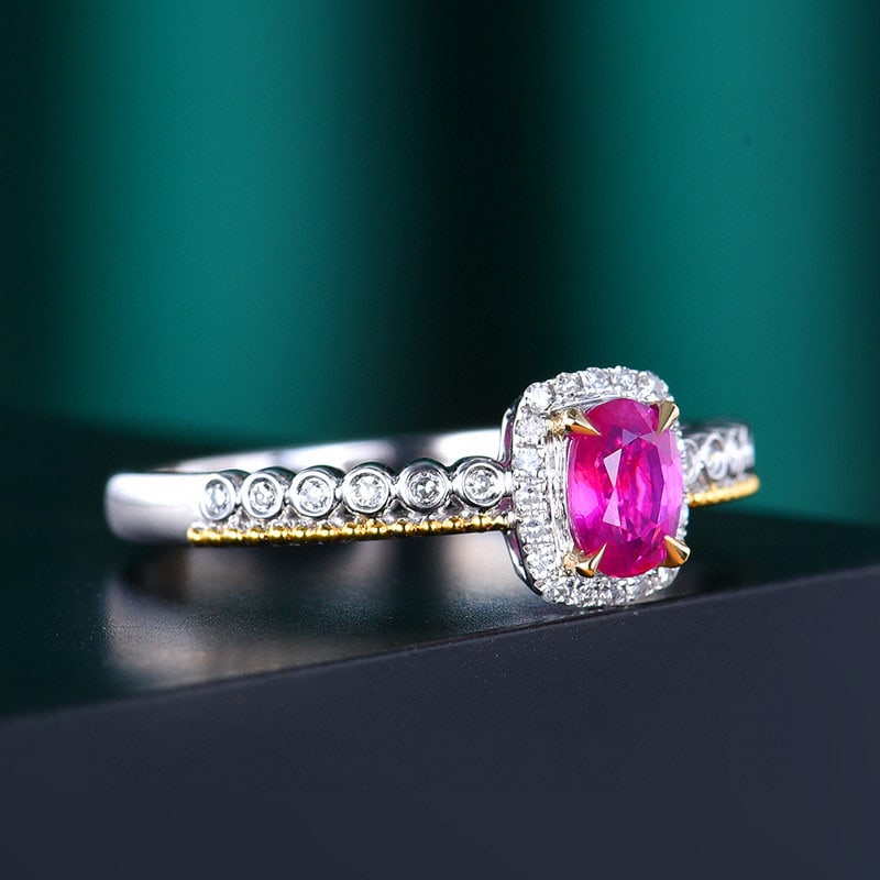 14k Gold 0.59 Ctw Natural Ruby & Diamond Ring - 3