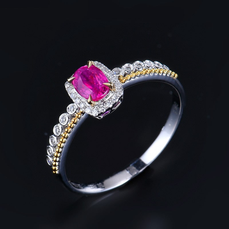14k Gold 0.59 Ctw Natural Ruby & Diamond Ring - 4