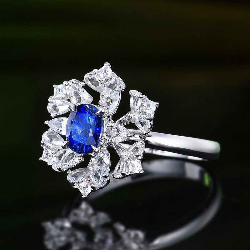 14k Gold 0.98 Ct Natural Sapphire & Sapphire Ring - 2