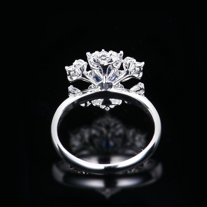 14k Gold 0.98 Ct Natural Sapphire & Sapphire Ring - 4