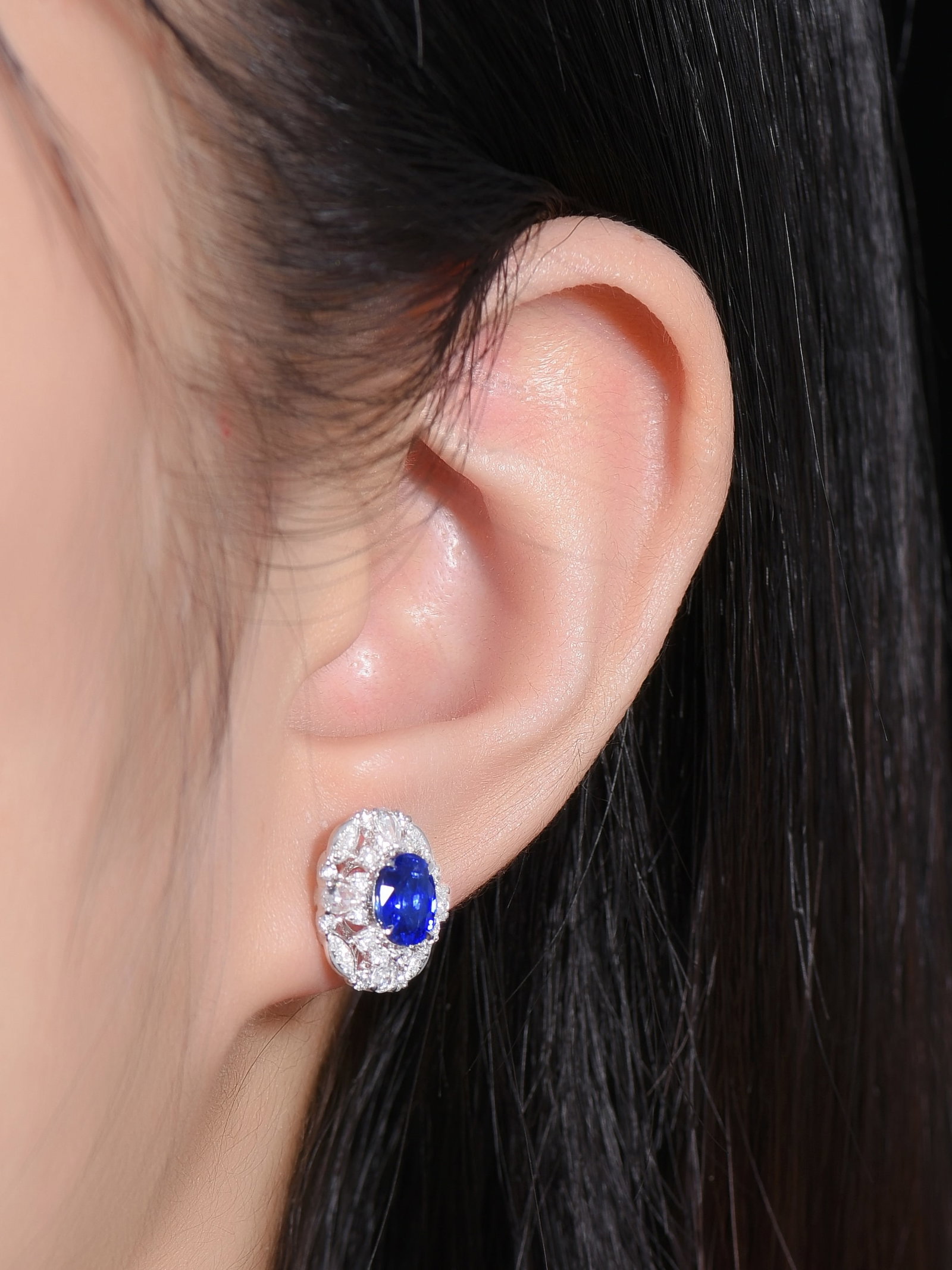 14k Gold 2.65 Ctw Natural Sapphire & Diamond Earrings - 3