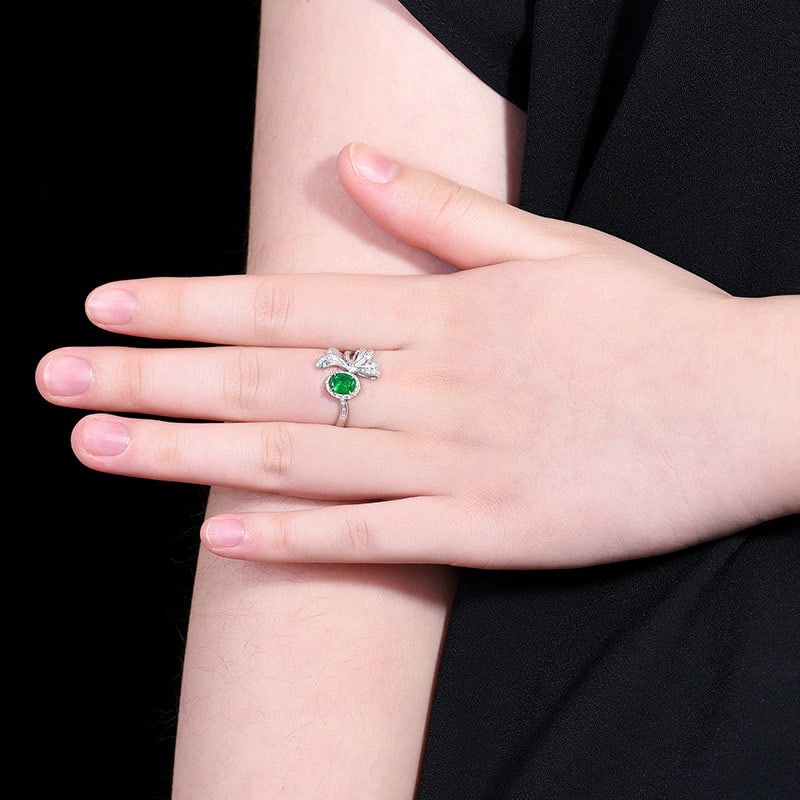 14k Gold 0.78 Ctw Vivid Green Natural Emerald & Diamond Ring - 8
