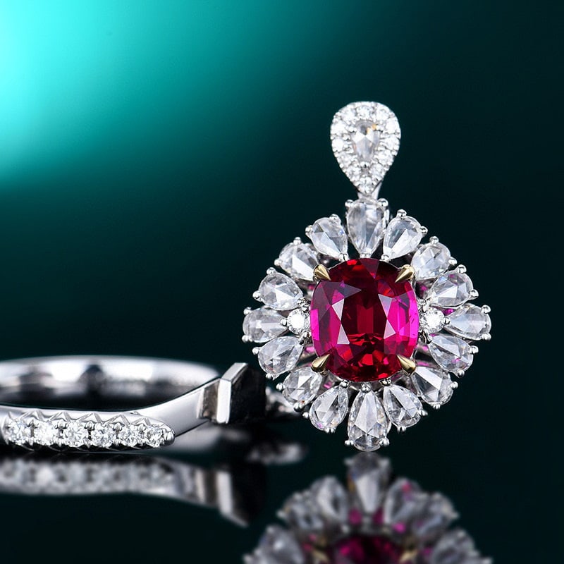 14k Gold 2.0 Ctw Natural Ruby & Diamond Ring/pendant( Without Chain ) - 5