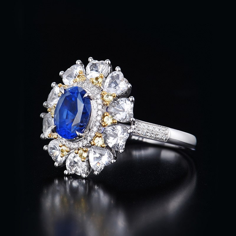 14k Gold 1.84 Ctw Natural Sapphire & Diamond Ring - 2