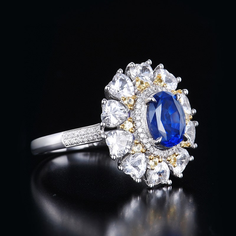 14k Gold 1.84 Ctw Natural Sapphire & Diamond Ring - 3