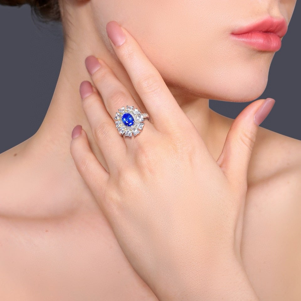 14k Gold 1.84 Ctw Natural Sapphire & Diamond Ring - 5