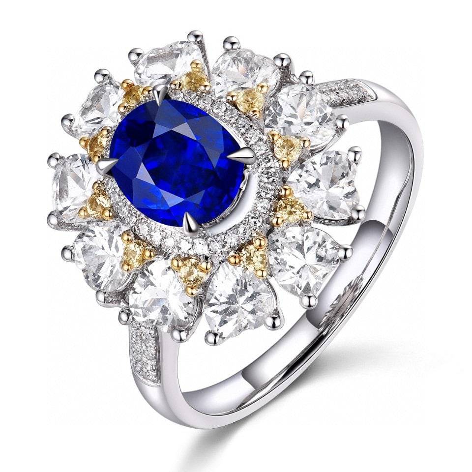 14k Gold 1.84 Ctw Natural Sapphire & Diamond Ring - 8