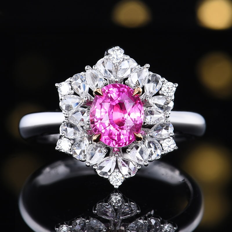 14k Gold 2.06 Ctw Natural Sapphire & Diamond Ring/pendant( Without Chain ): Ref:230986034 // gold content:14k gold // ring size:7. 25us // // main gemstone:sapphire // shape:oval // carat weight:1. 61ct // color:pink // treatment:natural // // adjacent gemstone 2 : diamond
