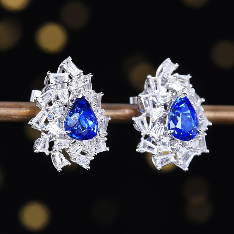 14k Gold 3.47 Ctw Natural Sapphire & Sapphire Earrings - 4