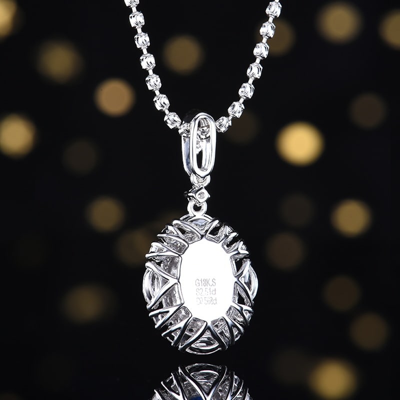 14k Gold 3.08 Ctw Natural Sapphire & Diamond Pendant( Without Chain ) - 2